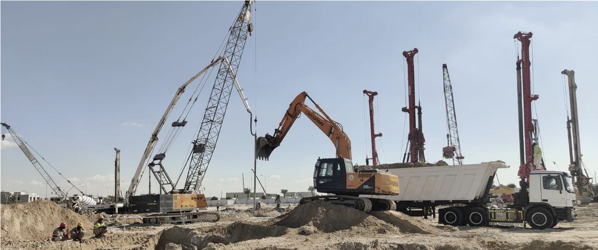 Excavation and enabling works with heavy machinery on site